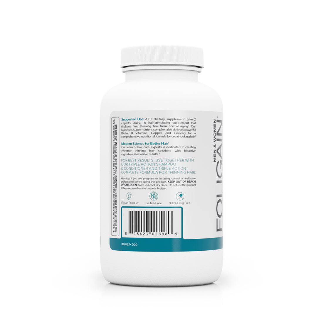 Complément Alimentaire Foligain Pour Cheveux Clairsemés Homme - 120 Gélules, Neuf, Restauration Capillaire
