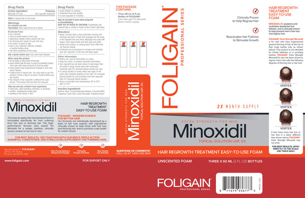 FOLIGAIN Minoxidil 5% Hair Regrowth Foam For Men 6 Month Supply - FOLIGAIN EU