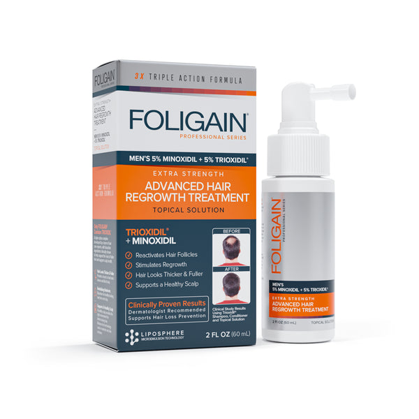 FOLIGAIN Traitement avancé de repousse des cheveux pour hommes Minoxidil 5% + Trioxidil 5%