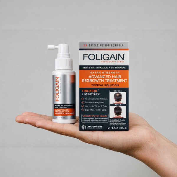 FOLIGAIN Traitement avancé de repousse des cheveux pour hommes Minoxidil 5% + Trioxidil 5%