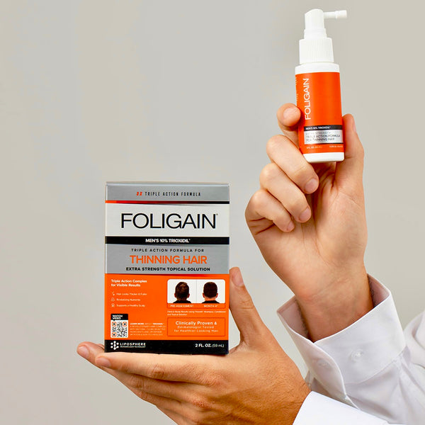Formule complète FOLIGAIN Triple Action pour cheveux clairsemés pour hommes 10% Trioxidil